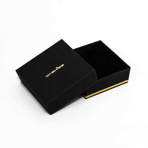 China Manufacturer Eco-Friendly Black Card Square Lid And Bottom Box Custom Gold Foil Logo Cardboard Jewelry Gift Packaging Box