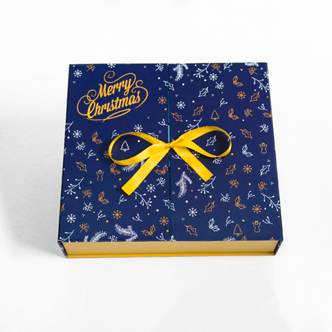 Manufacturer Supply Customized Elegant Ribbon Closure Double-Door Open Rigid Cardboard Christmas Gift Box 2024 High End Christmas Advent Calendar Cosmetic Chocolate Empty Blind Box 